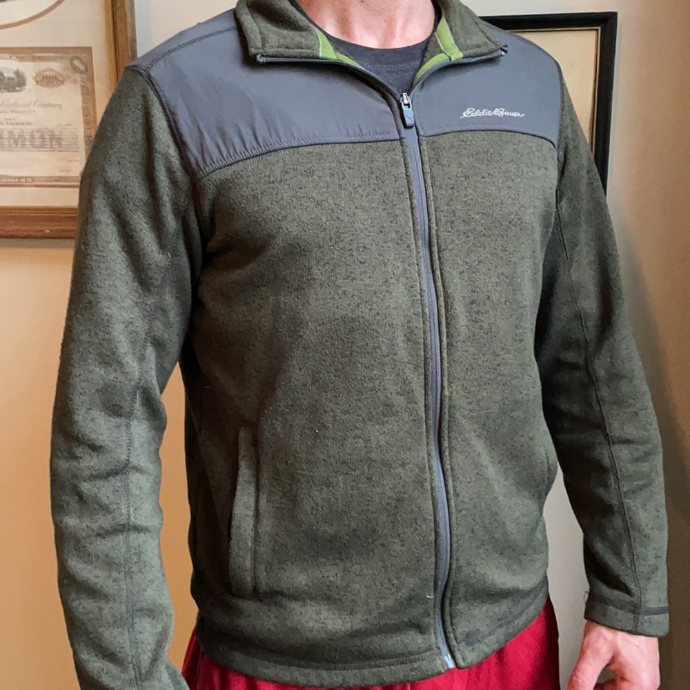 EDDIE BAUER medium full zip grey/green jacket